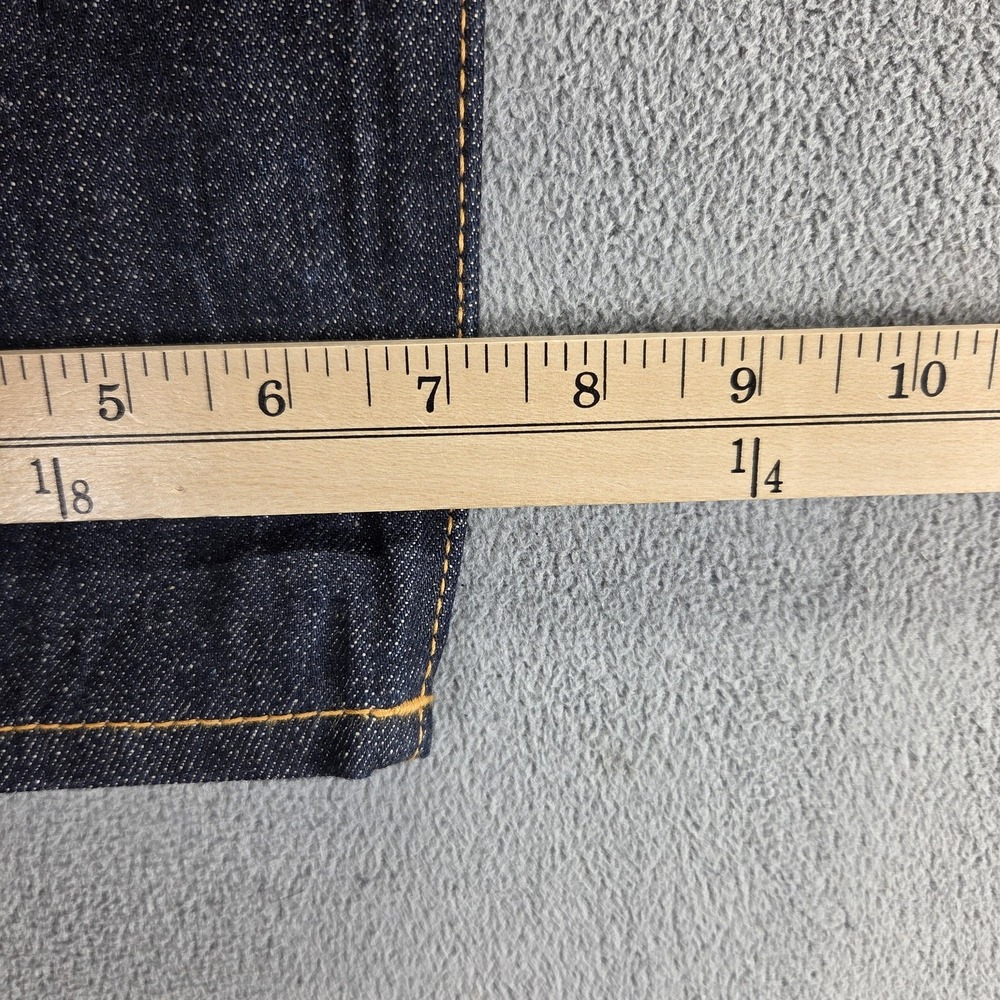 Selvedge Jeans Mens Blue Dark Wash Honeycomb Button Fly ModNine Fits 34x32 - Picture 5 of 16